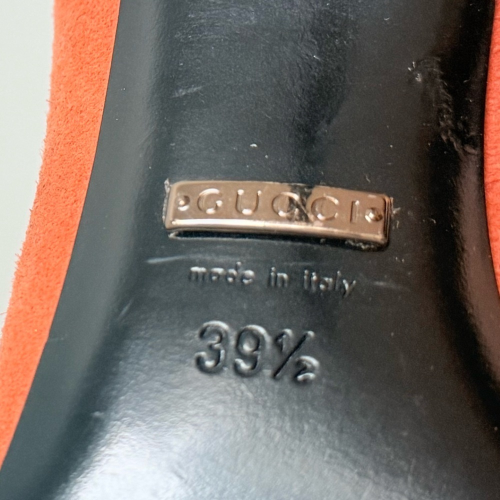 Gucci Orange & Black Suede Peep Toe Heels – Size 39.5 (Made in Italy) - Picture 7 of 11